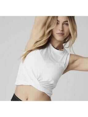 Alo Yoga White Sleeveless Twist Front Cover Tank Top Size Large